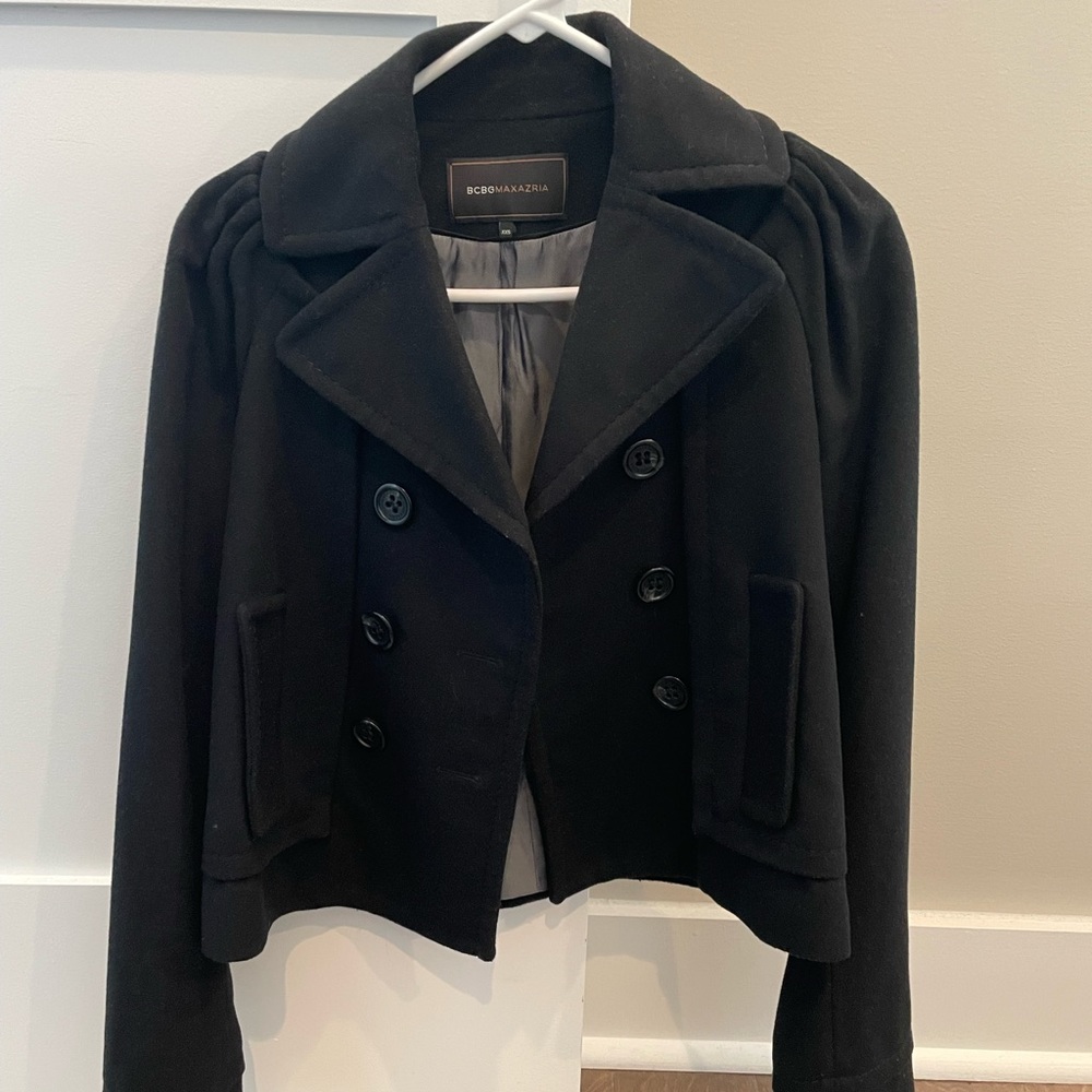 bcbgmaxazria cropped pea coat